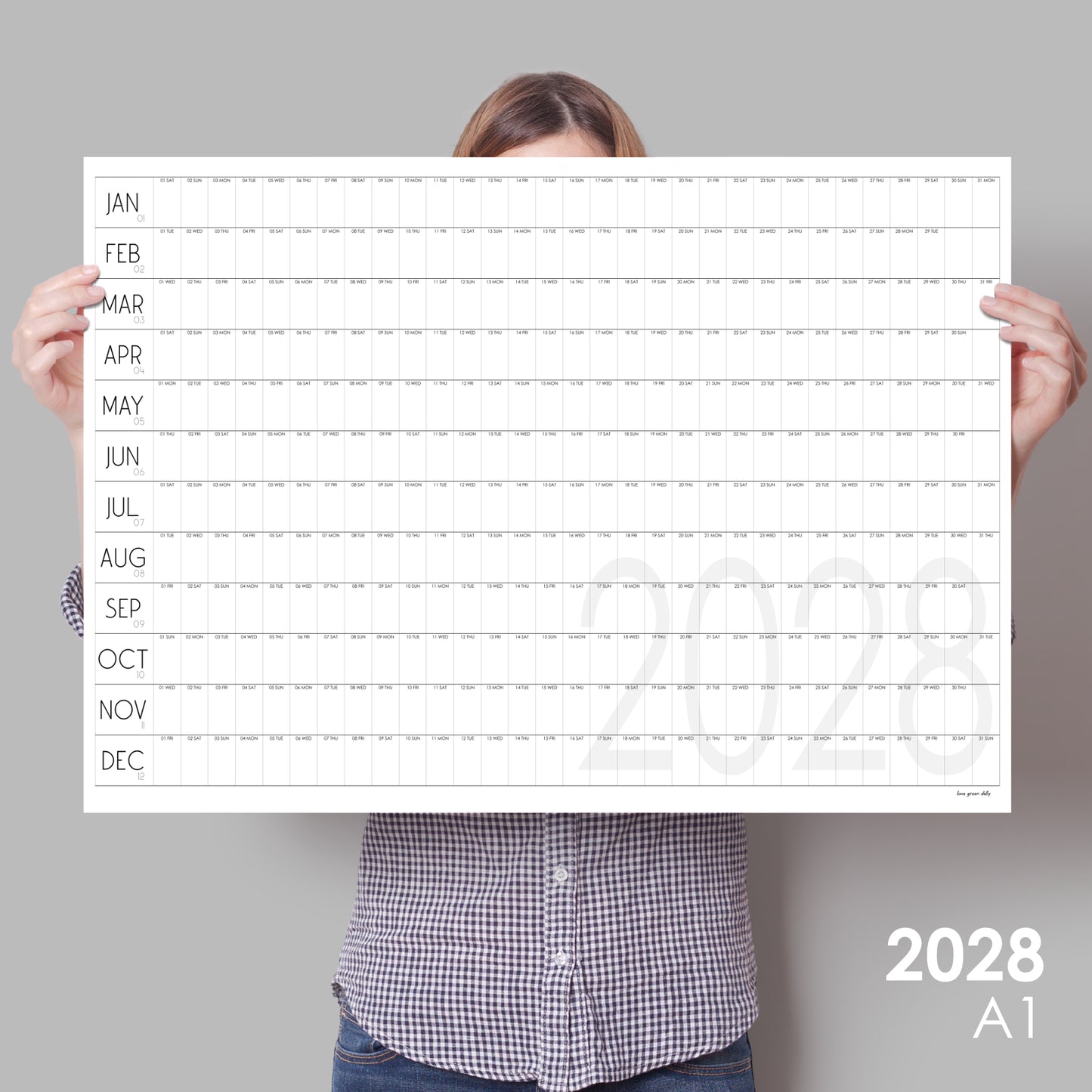 Giant Wall Calendar 2028, Minimalist wall calendar, A0 and A1