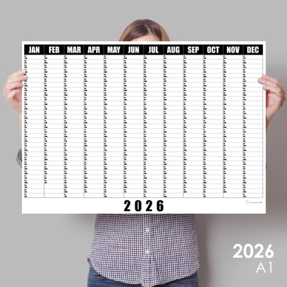 Giant Monochrome Wall Planner 2026, A0/A1