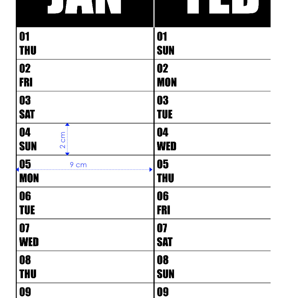 Giant Monochrome Wall Planner 2026, A0/A1