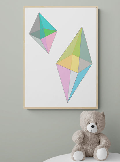 Geometric Wall Art, Pastel Diamonds