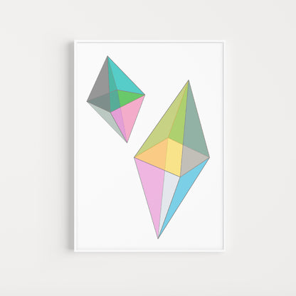 Geometric Wall Art, Pastel Diamonds