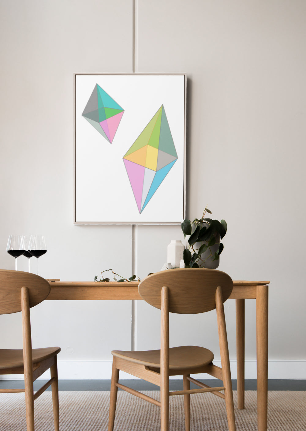 Geometric Wall Art, Pastel Diamonds