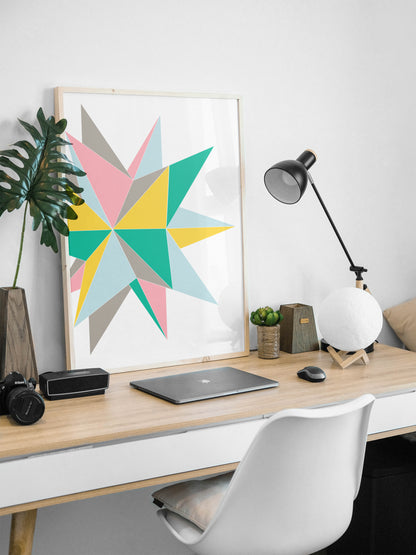 Geometric Wall Art, Pastel star