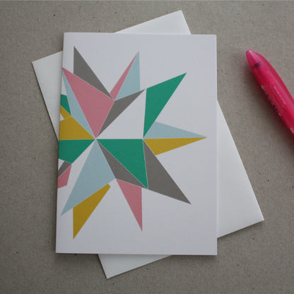 Pastel Star Card, Blank Greeting Card