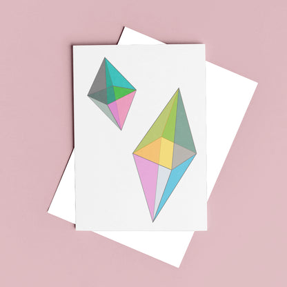 Pastel Diamond Greeting Card, Blank Greeting Card