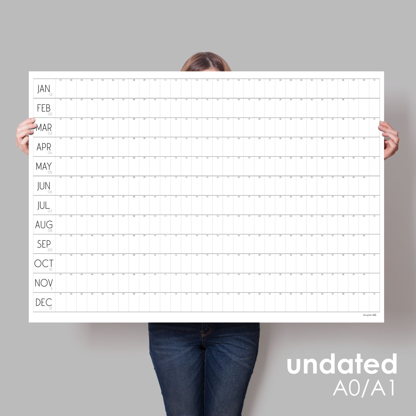 Any Year Calendar, Blank Paper Wall Planner