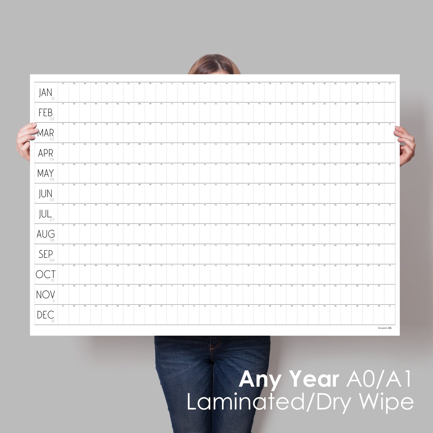 Laminated Perpetual Wall Planner, Dry Wipe Calendar, A0 and A1
