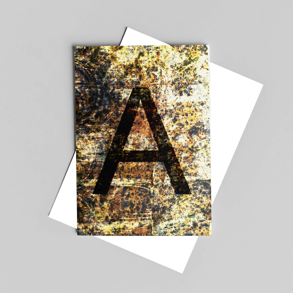 brown greeting card featuring the letter A