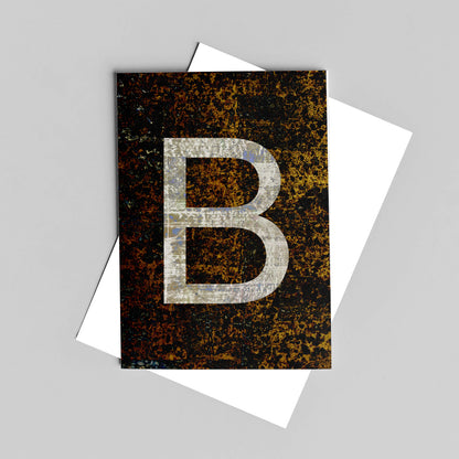 brown greeting card featuring the letter B