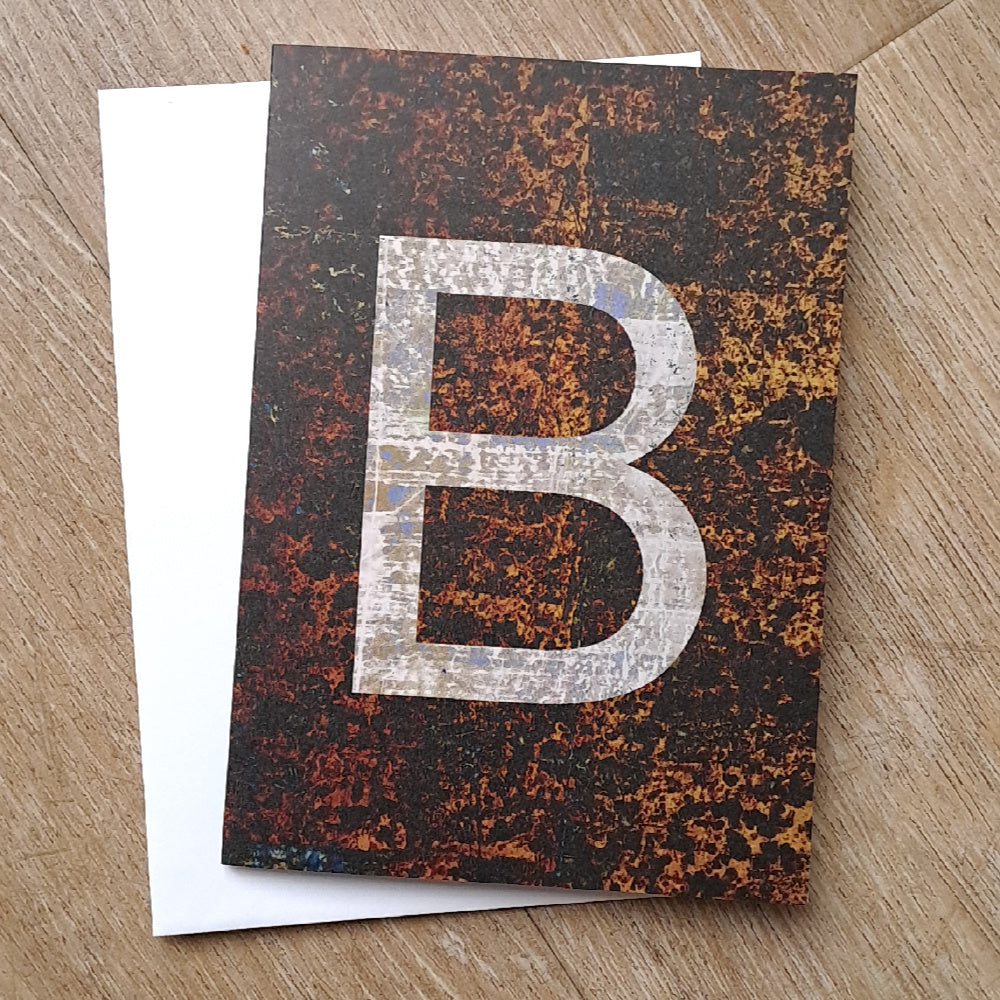 brown greeting card featuring the letter B