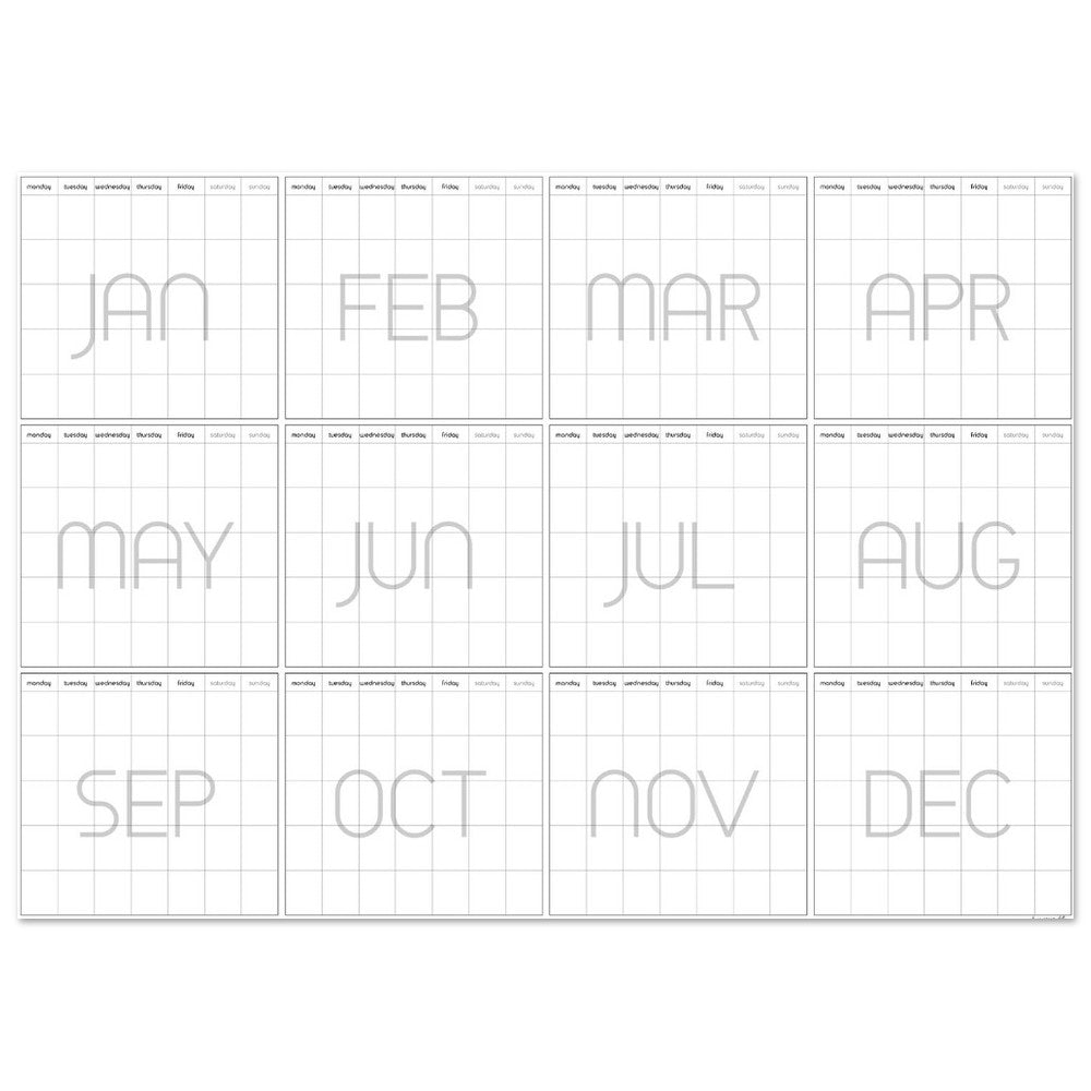 giant wall calendar in a monthly grid pattern