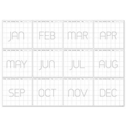 giant wall calendar in a monthly grid pattern